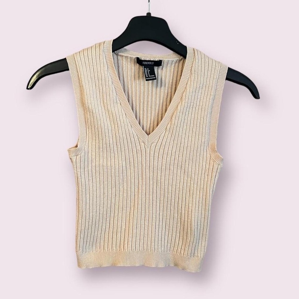 forever 21 cream white knit vest